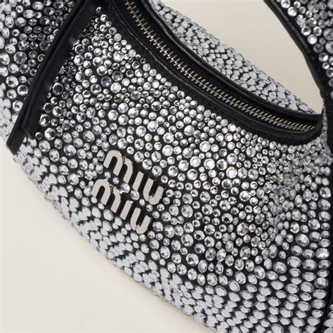 Wander satin and silk mini hobo bag with synthetic crystals 